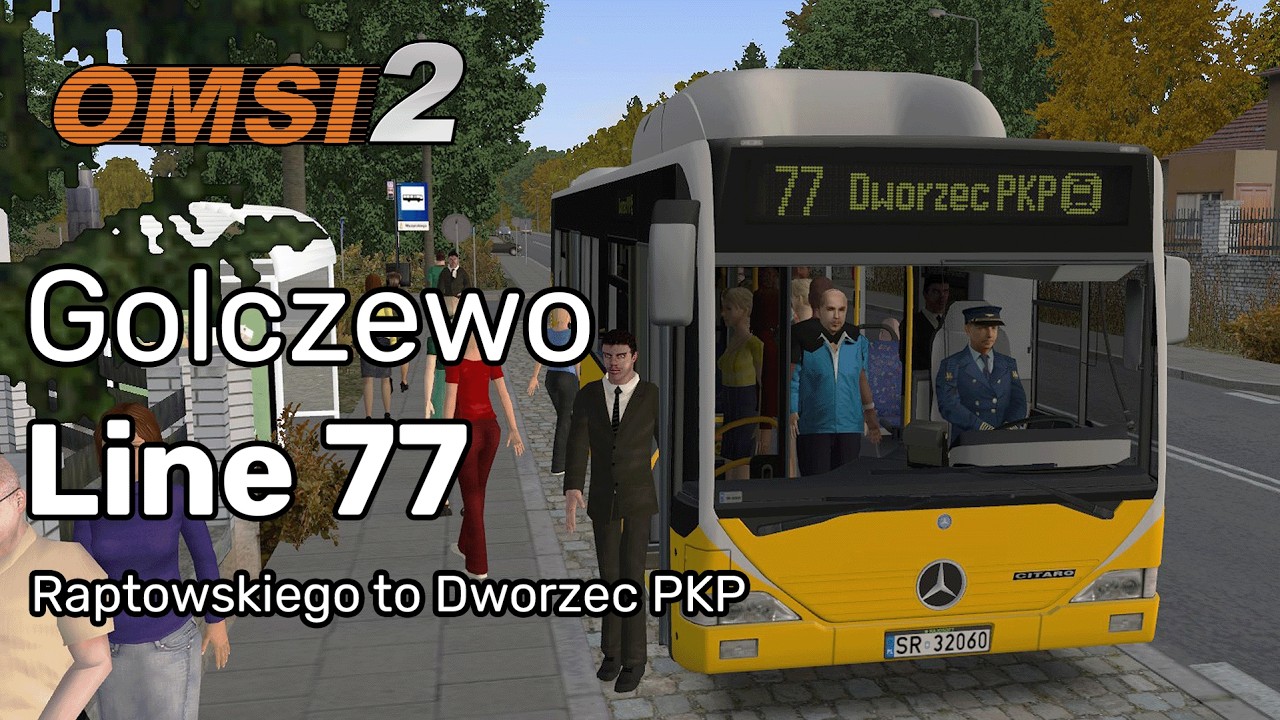 Golczewo - Line 77 - MB Citaro O530 CNG (Kajosoft) - Raptowskiego to Dworzec PKP - OMSI 2 60FPS