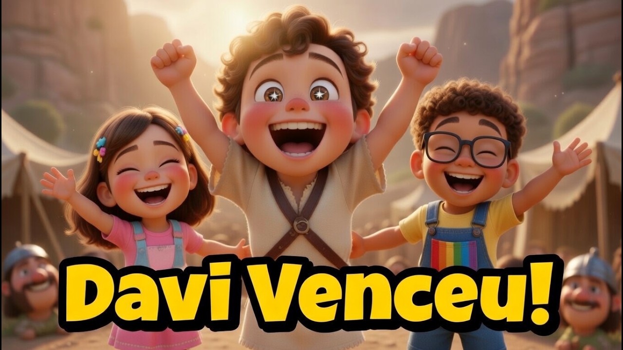 🎵 🌈 Davi e Golias com Aninha e Biel - Desenho com História Bíblica para Crianças + Música Educativa
