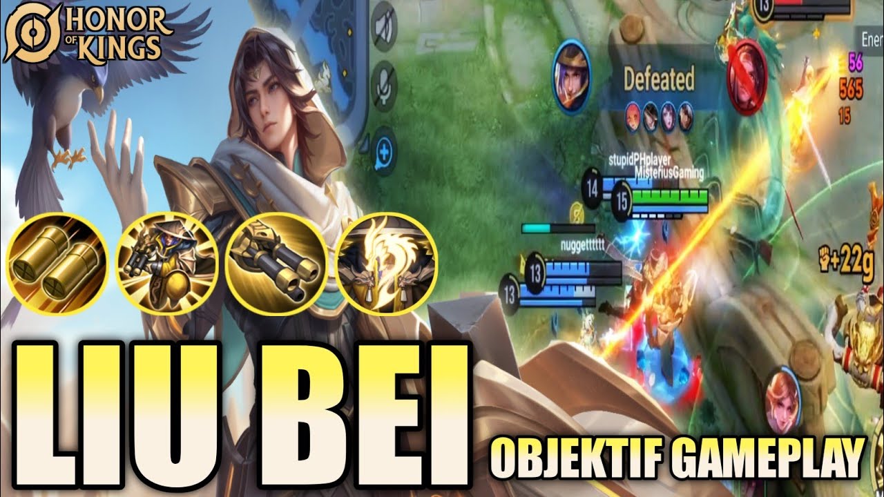 Liu Bei Honor of Kings (HOK) objektif gameplay strategi on the game best build item | pro player