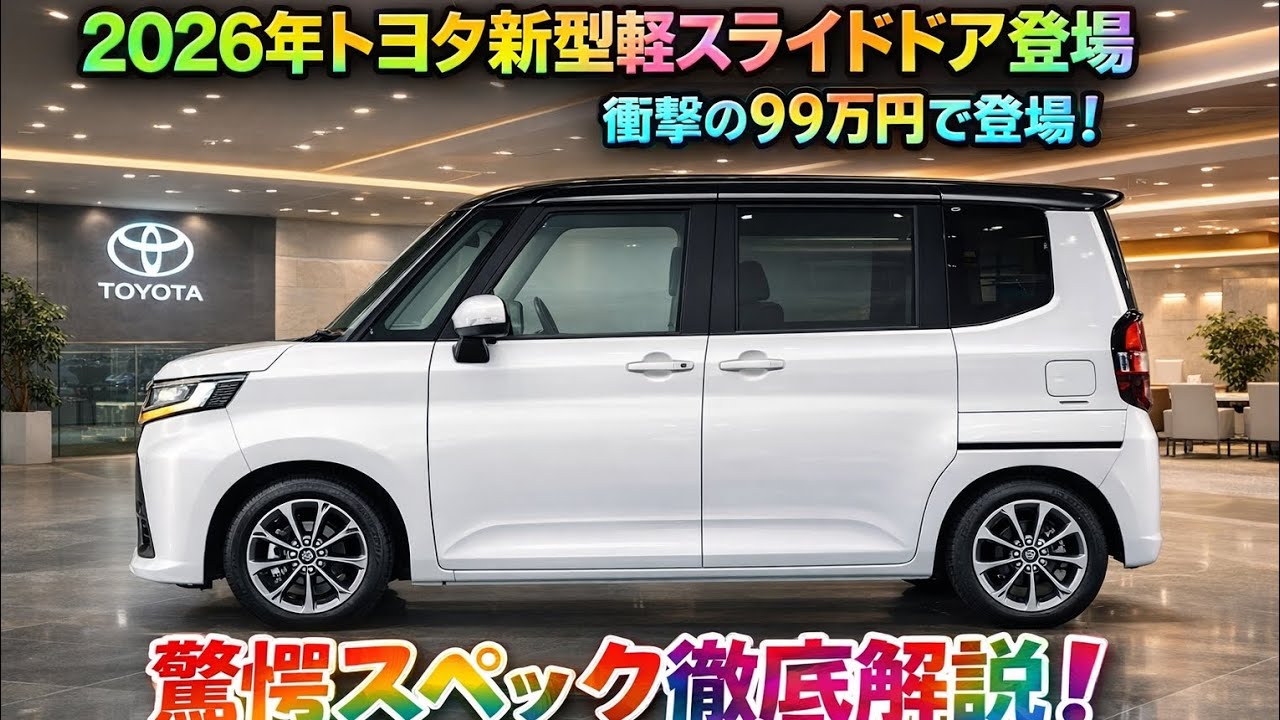 2026年トヨタ新型軽スライドドア、驚愕の99万円で登場！N-BOXオーナーも驚く衝撃スペックを徹底解説！