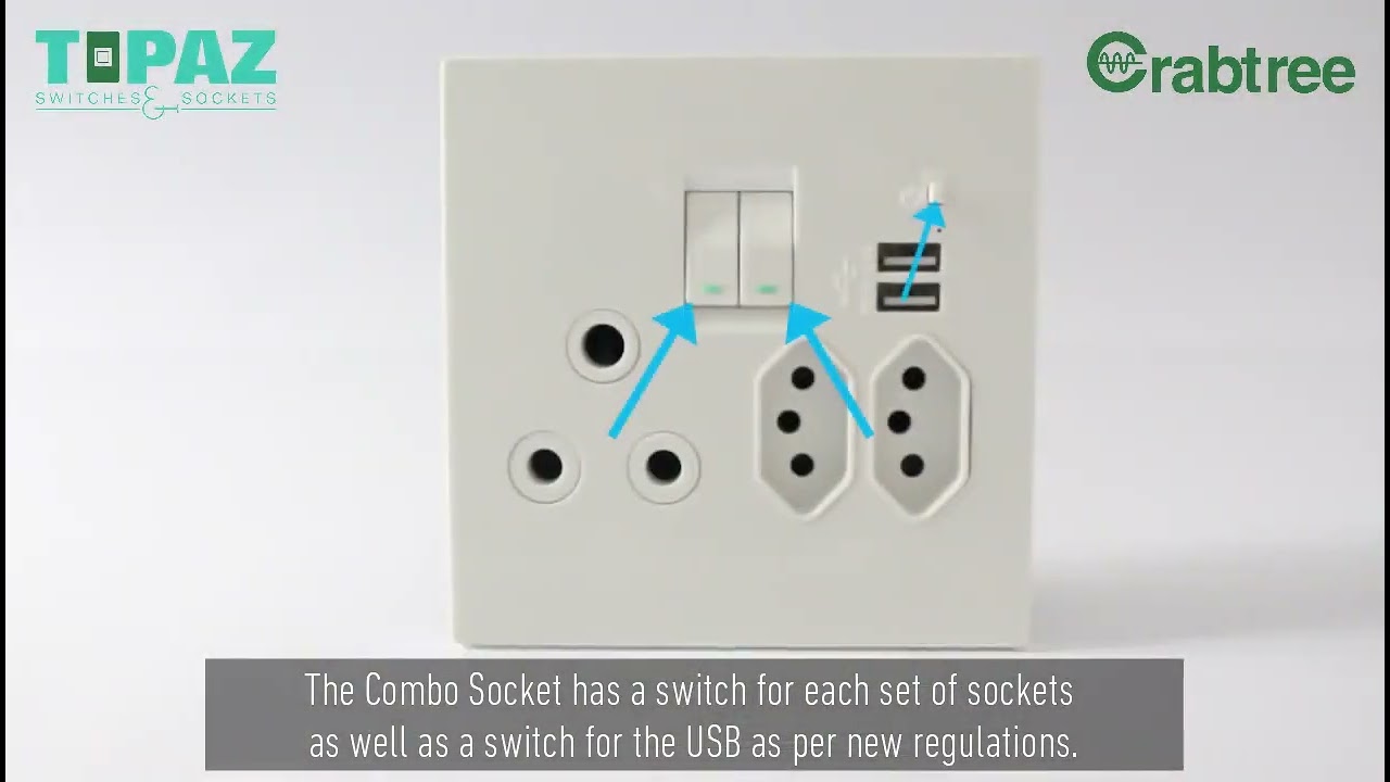 Crabtree's Topaz USB Combo Socket