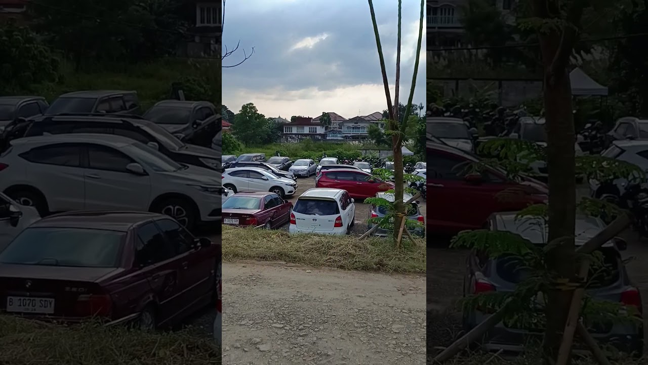 Parkiran Mobil dan motor di Stasiun LRT Harjamukti Cibubur