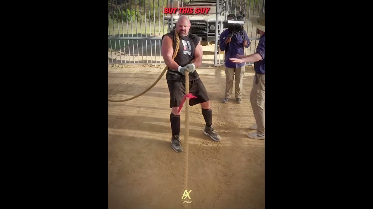 Normal guy vs. The REAL Strongman champion in tug of war...!