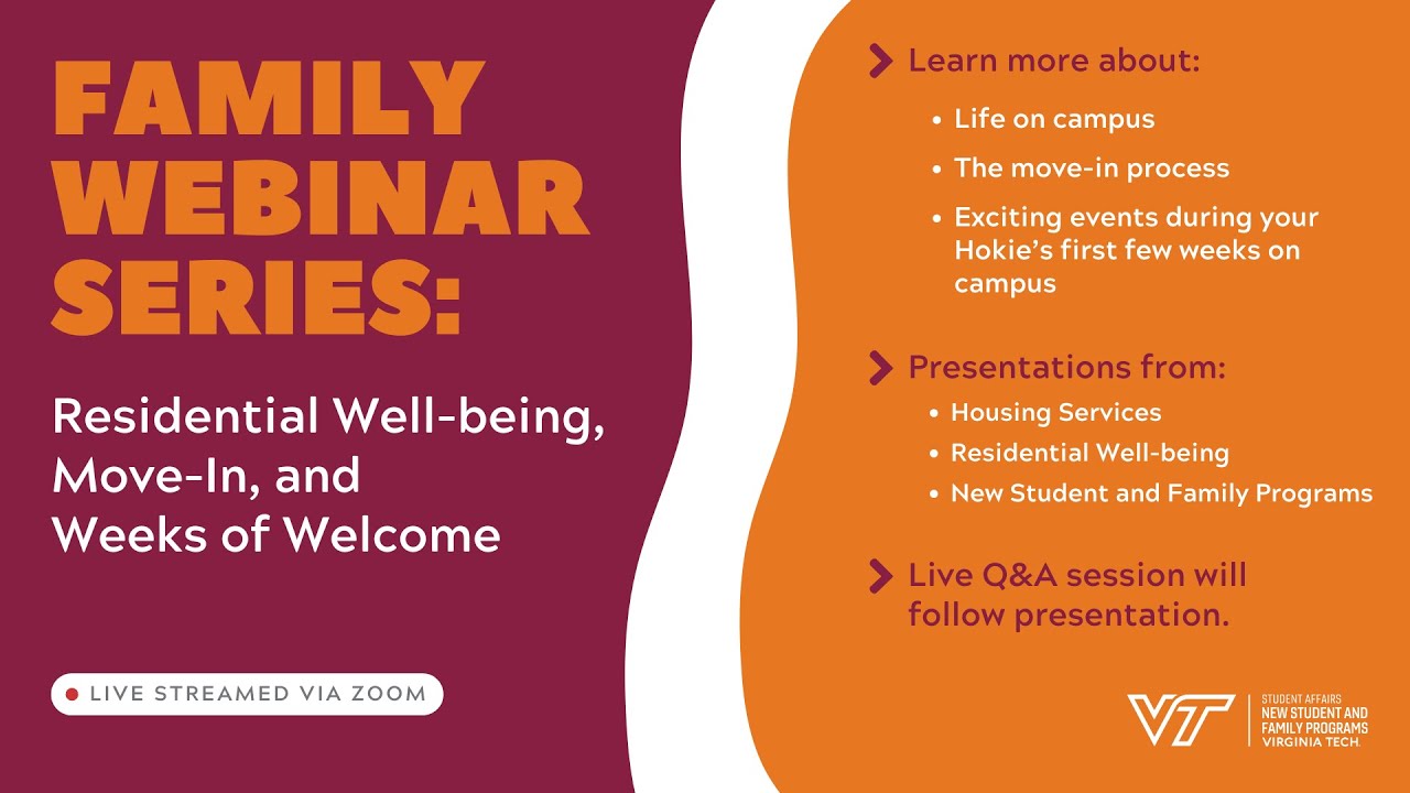 2025 Family Webinar Series: Residential Well-being, Move-In, and Weeks of Welcome (July 8)