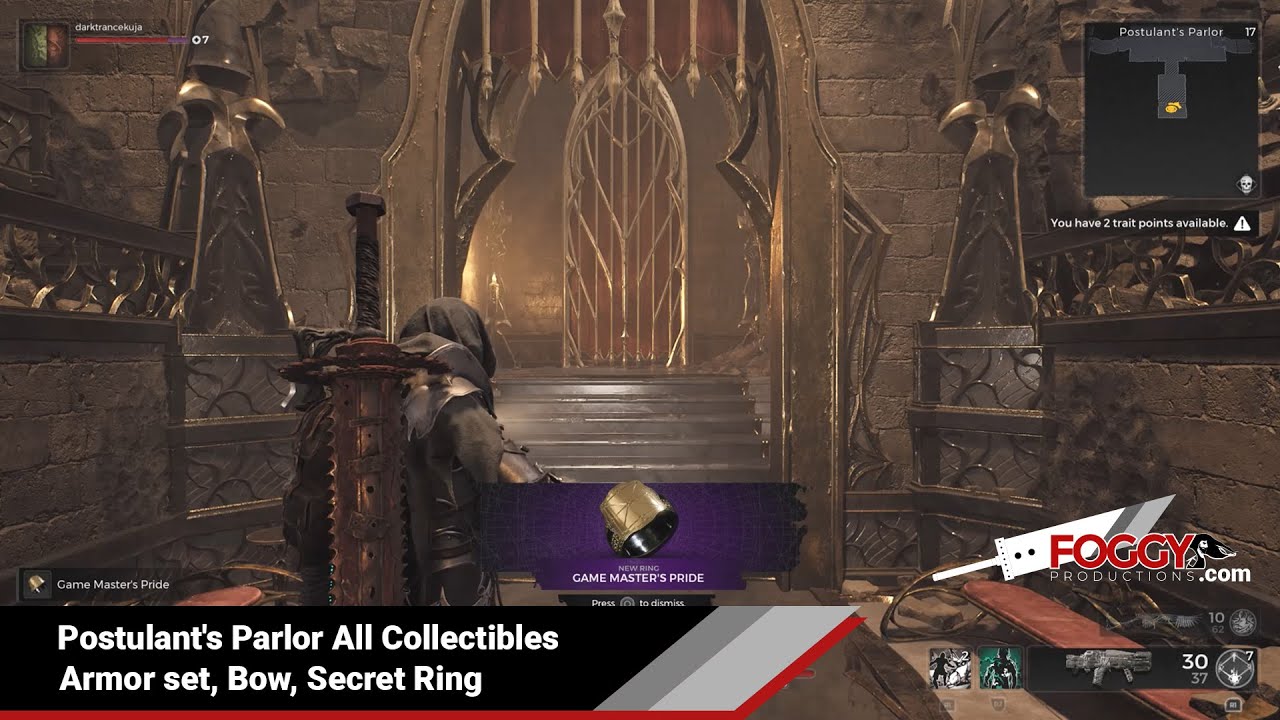 Remnant 2 - Postulant's Parlor All Collectibles (Armor set, Bow, Secret Ring)