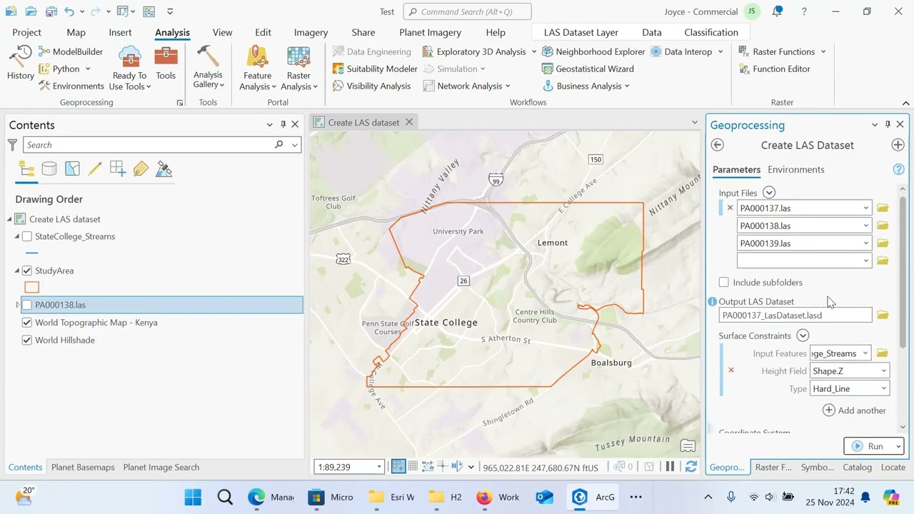 Создать набор данных LAS в ArcGIS Pro