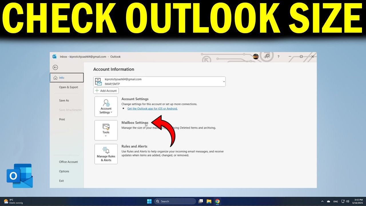 How To Check Outlook Mailbox Size and Limit