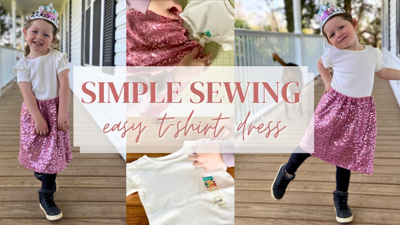 How to Sew A Simple T-Shirt Dress | Toddler Dress DIY | Beginner Sewing