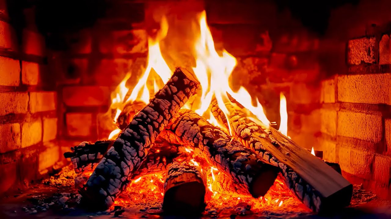🔥Relax Deeply as a Cozy Fireplace Glows with Bright Flames, Gentle Crackling Logs, and Warm Night.