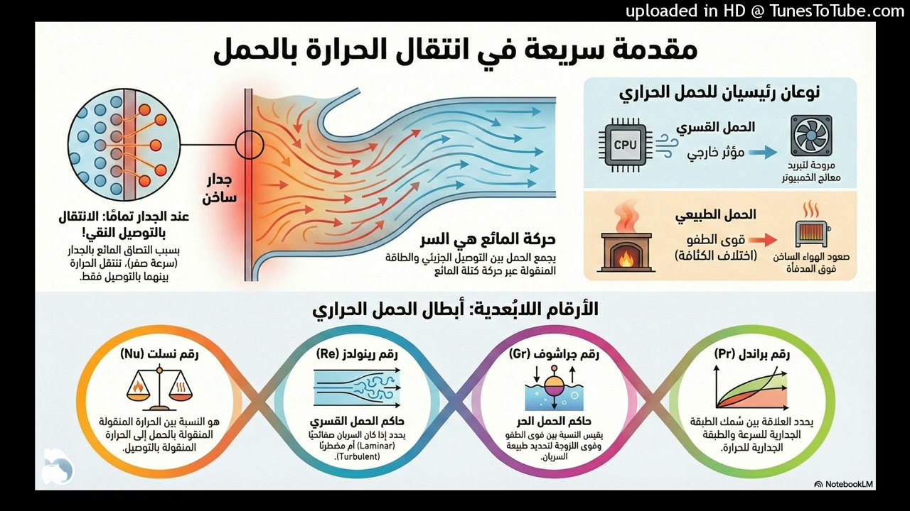 أساسيات انتقال الحرارة بالحمل (Convection) | شرح الأرقام اللابعدية (Nu, Re, Gr, Pr)