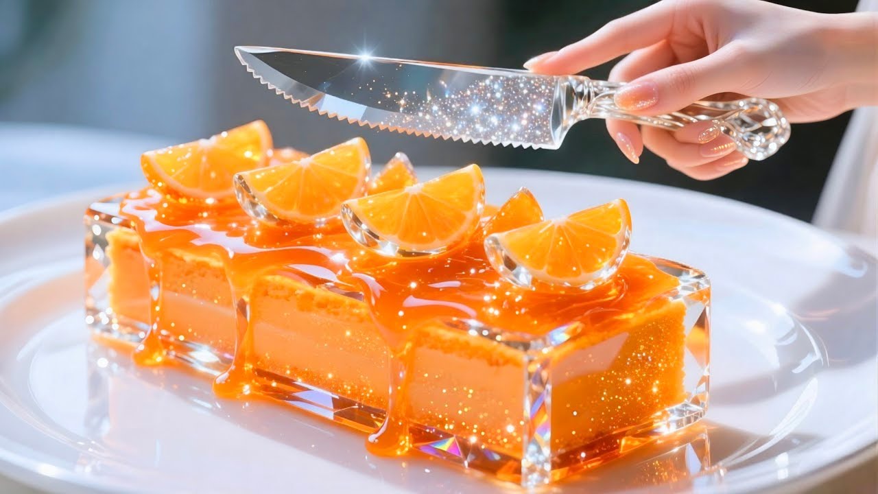 Ultra satisfying ASMR | Making GLASS Orange Cake 🍊🍰💎 | Creating Satisfying and Relaxing Sounds 🎧