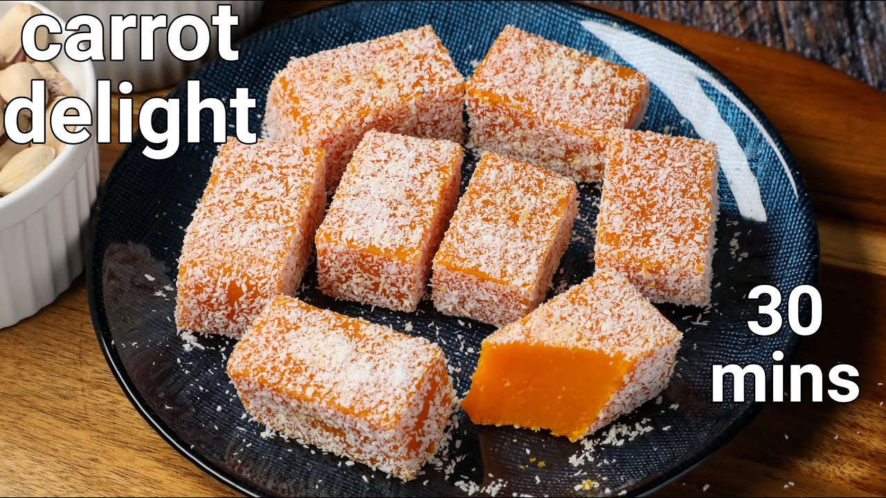 carrot delight recipe - soft & chewy carrot sweet | gajar barfi - carrot barfi | carrot sweets
