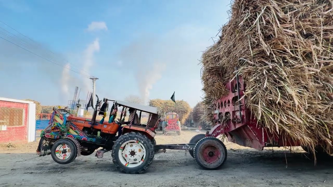 Fiat 480 Pulling Heavy Loaded Sugarcane Trolley | Tractor Power Test | ghazi tractor stunt 