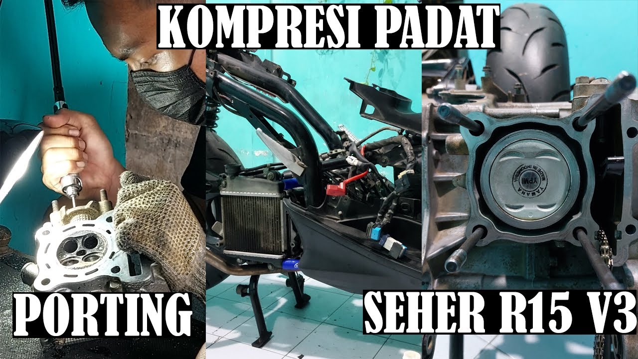 PASANG PISTON R15 V3 DI MOTOR AEROX | SUARA GAHARR KOMPRESI PADATTT | TURUN MESIN AEROX EP.2