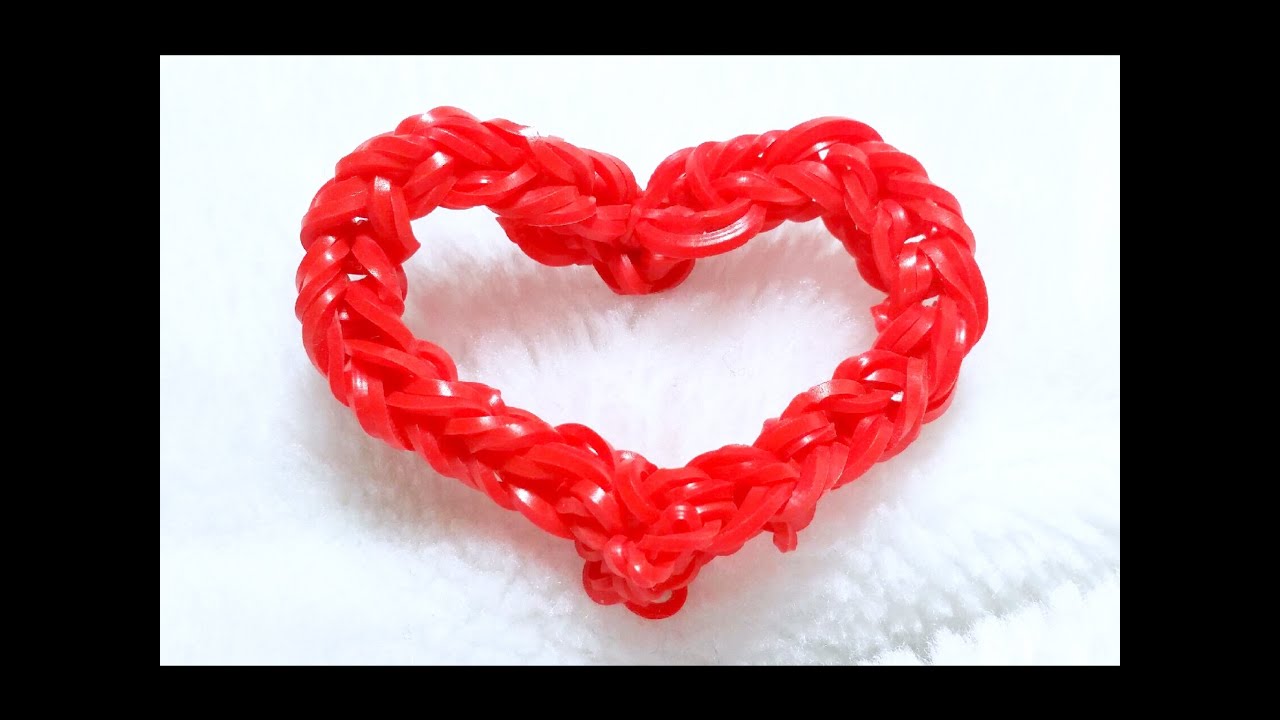 Rainbow Loom-Coração de Gomitas feito com os dedos- Loom Bands