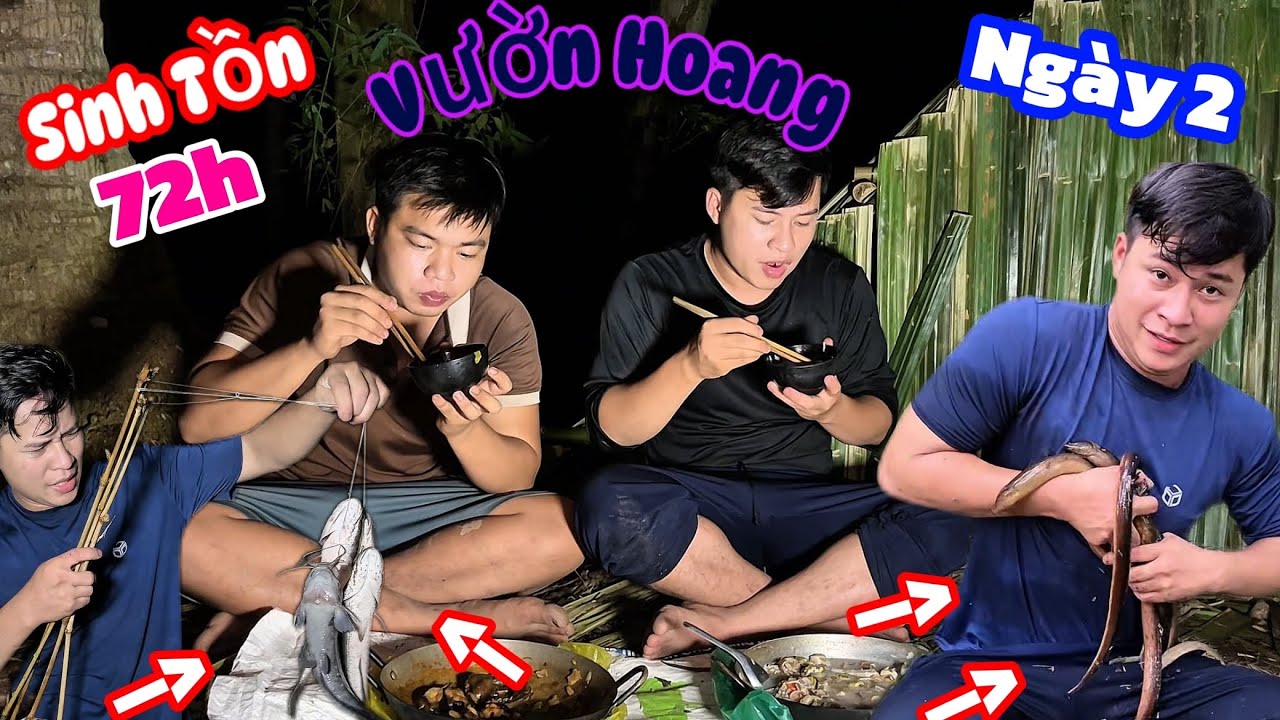 Sinh Tồn 72h Trong Vườn Hoan Vắng Người Lương Nhiều Cá Vô Số Ku Đen Hốt Trọn Ổ ngày 2 | Survive 72h
