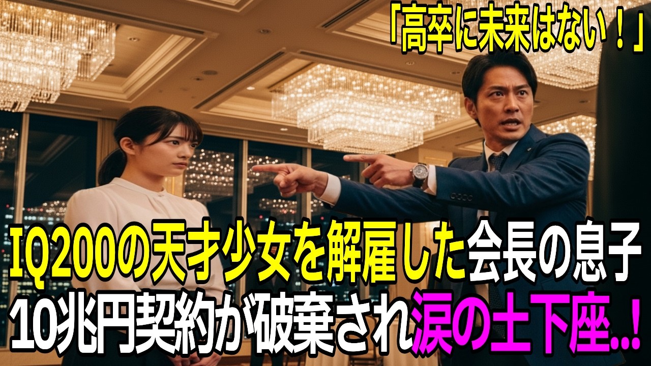 IQ200の天才少女を「高卒に未来はない」と解雇した会長の息子、1ヶ月後、10兆円契約が破棄され涙の土下座…！【朗読】