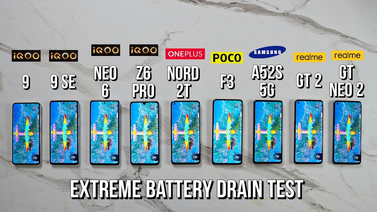 iQOO Neo 6 vs 9 SE vs Z6 Pro vs Oneplus Nord 2T vs Poco F4 / A52s / Realme GT 2 Extreme Battery Test