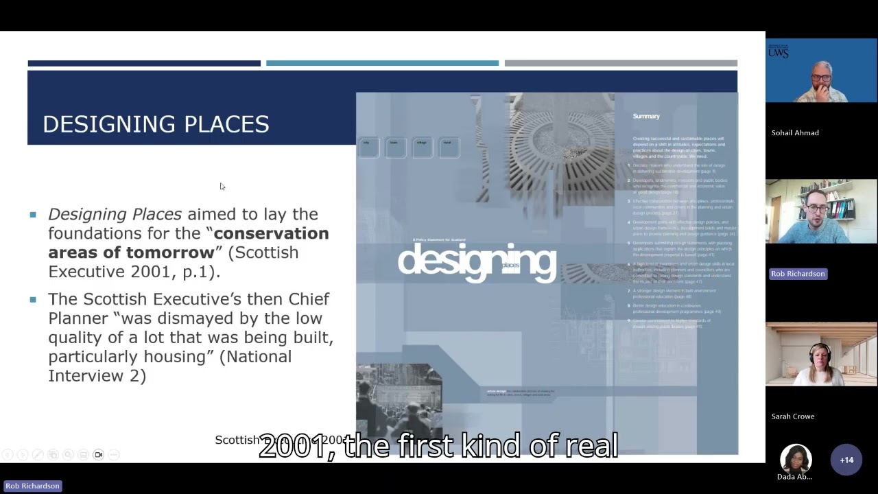 Planning and Place Forum session 3. Placemaking in Post-Devolution Scotland with Dr Rob Richardson