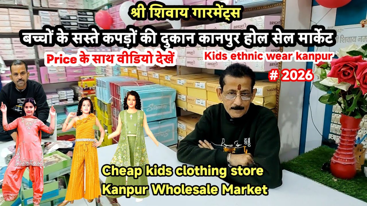 बच्चों के सस्ते कपड़े श्री शिवाय गारमेंट्स में| Kanpur wholesale market | Kids ethnic wear in kanpur