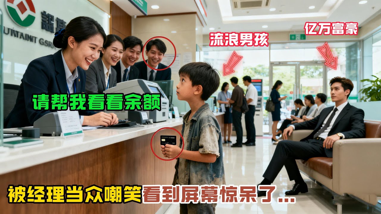 “請幫我看看餘額！”流浪男孩説，經理當衆嘲笑，直到他看到屏幕驚呆了，千億總裁在不遠處看着…#感人故事 #感人壹幕 #故事分享
