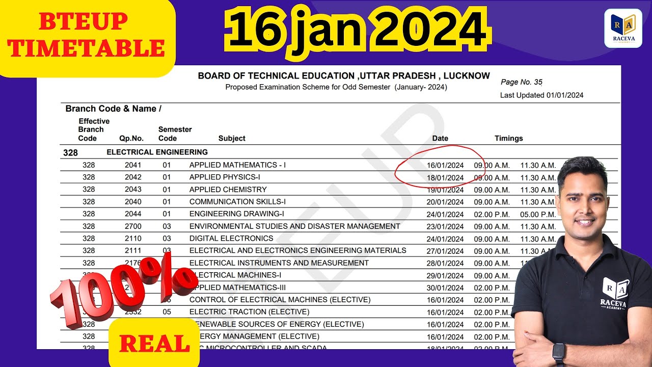 Bteup Time Table 2024 Odd Semester bteup.ac.in Exam Scheme UPBTE | Up Polytechnic Exam Date 2024