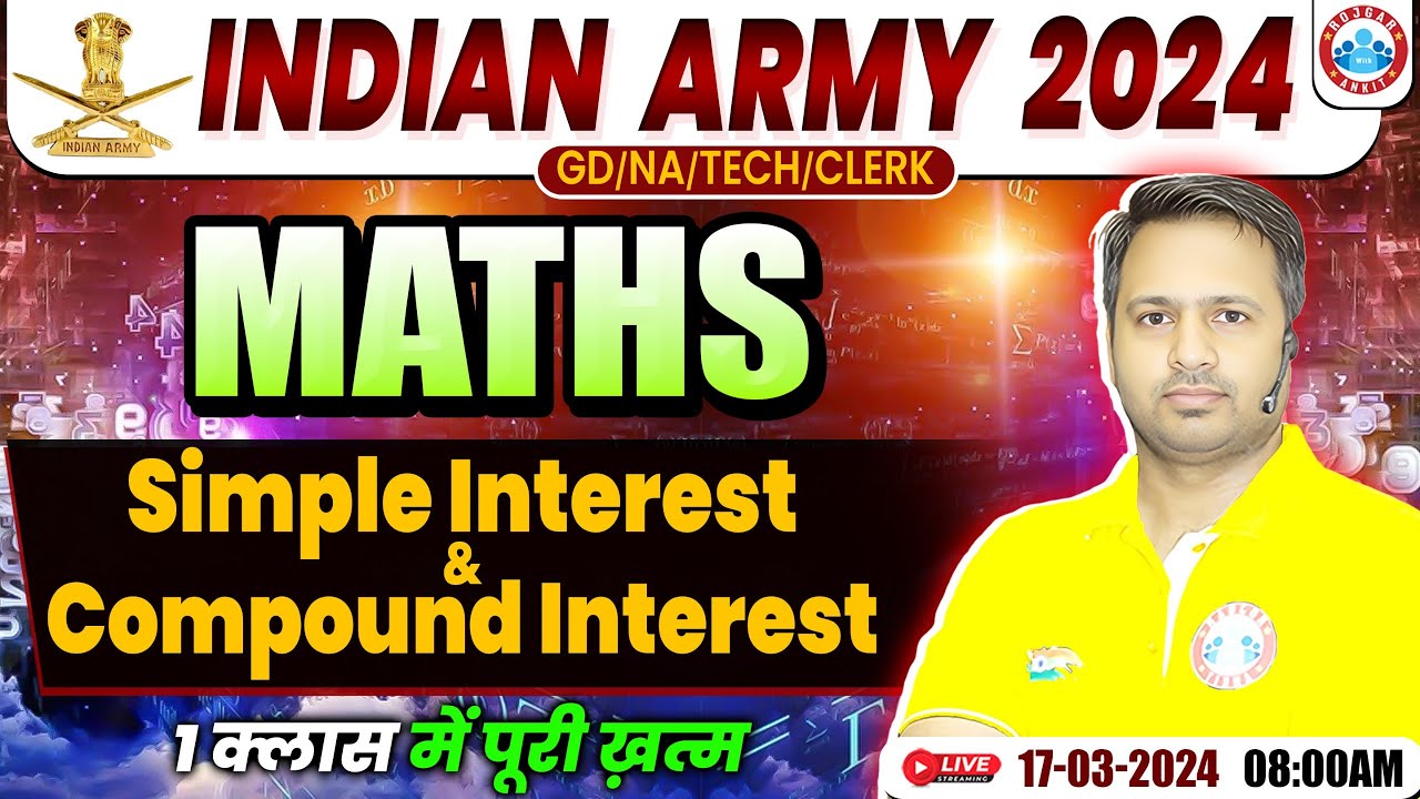 Indian Army 2024, Army GD/NA/Tech/Clerk Maths, Simple Interest & Compound Interest By Rakesh Sir