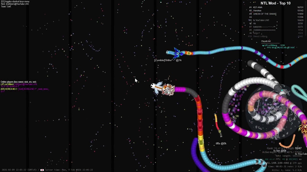 【slither.io】ゴミカスpingで頑張る