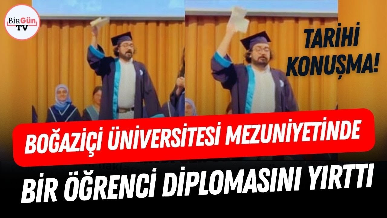 Boğaziçi Üniversitesi mezuniyetinde bir öğrenci diplomasını yırttı: Alkış alan 'kayyum' tepkisi