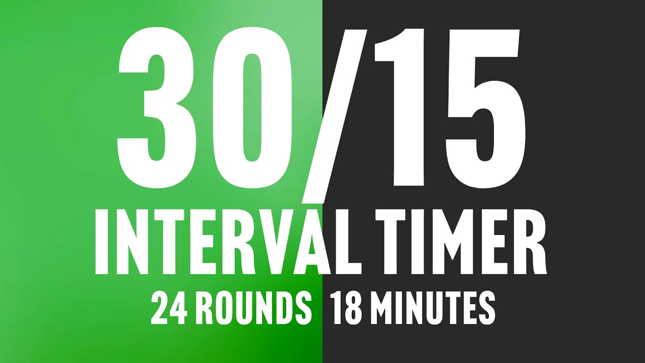 18-Minute HIIT/Tabata 30/15 Interval Timer, 24 High-Intensity Rounds + 24 Rest Periods (No Music)