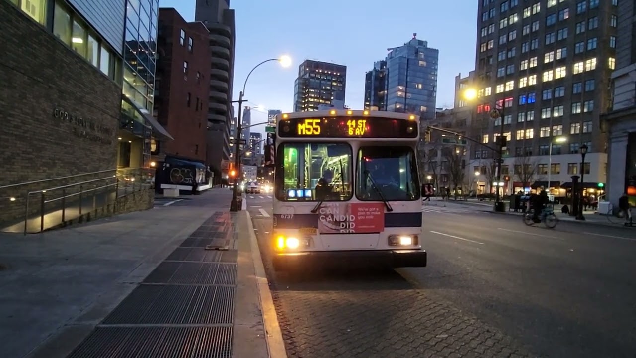 MTA NYCT Bus: 2007 Orion VII OG Hybrid #6737 on the M55 at Avenue Of The Americas & Spring St