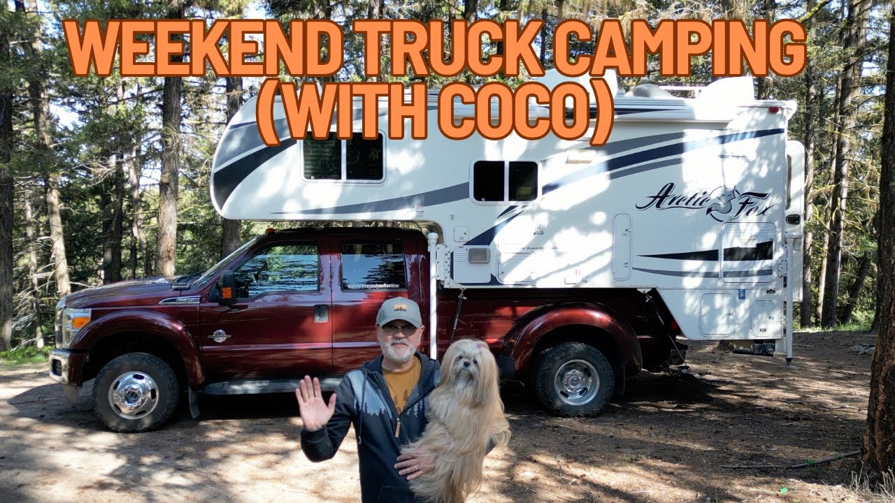 A weekend truck camp with Coco in my Arctic Fox 1150
