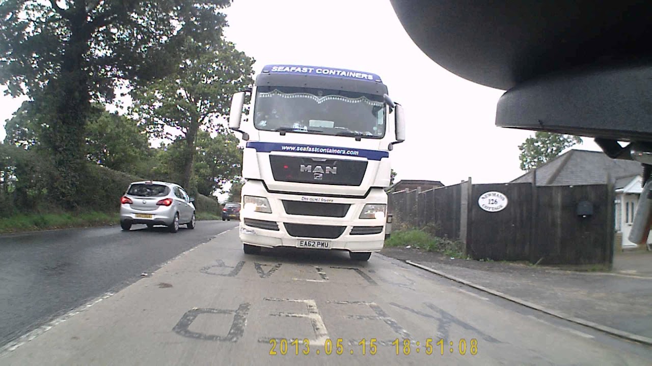 Seafast Containers Driver harassing motorcycle. Road Rage.