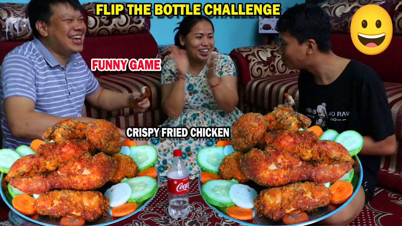 FLIP THE BOTTLE CHALLENGE 😀😀 CRISPY FRIED CHICKEN | FUNNY GAME WITH FAMILY @HamroSathi