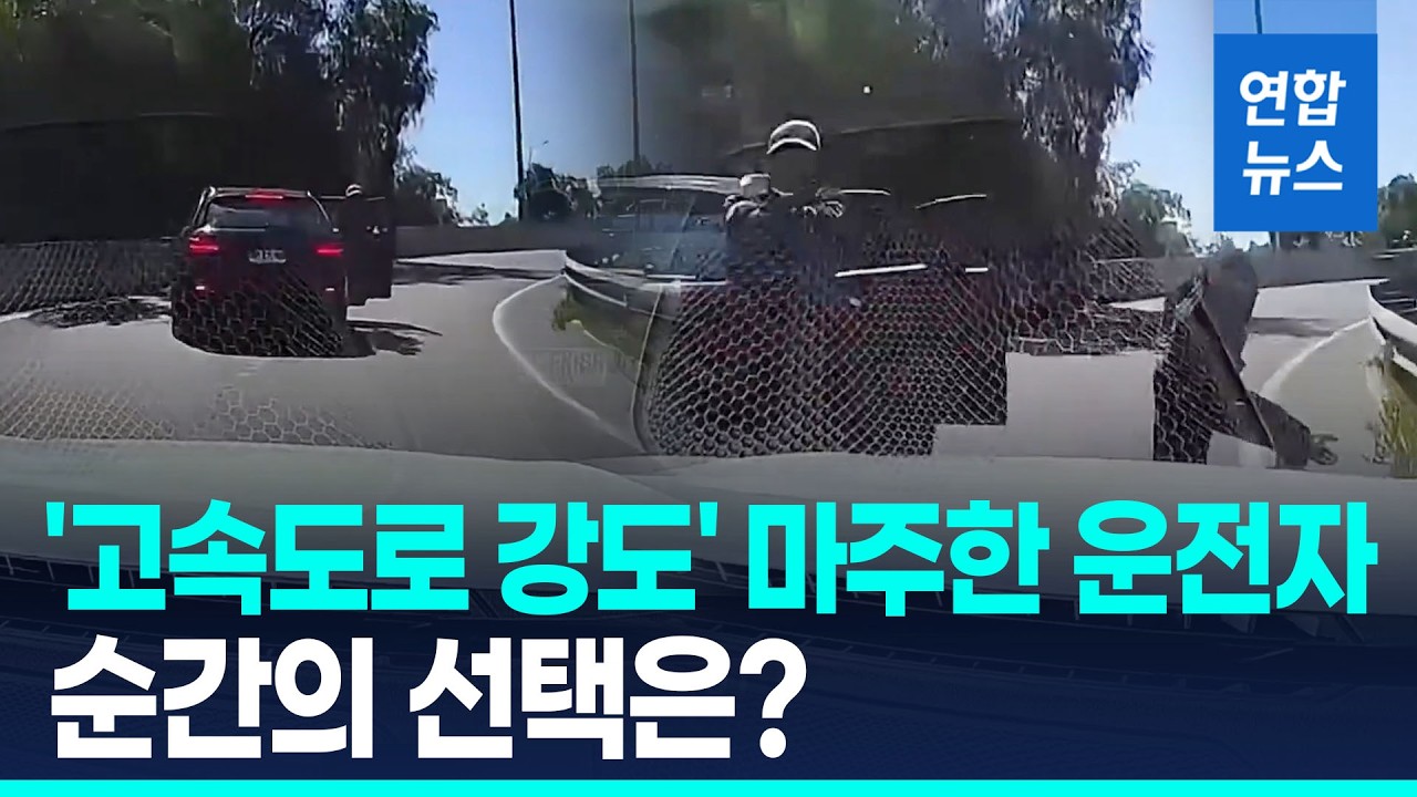 칠레 고속도로 가로막은 무장강도…그대로 밀어버린 운전자 / 연합뉴스 (Yonhapnews)