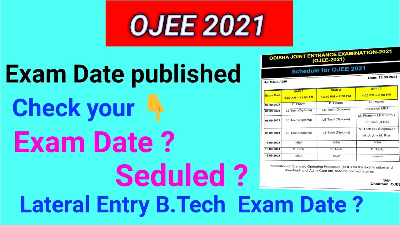 #OJEE 2021 Exam date published // Examination Seduled // Lateral entry B.tech Seduled