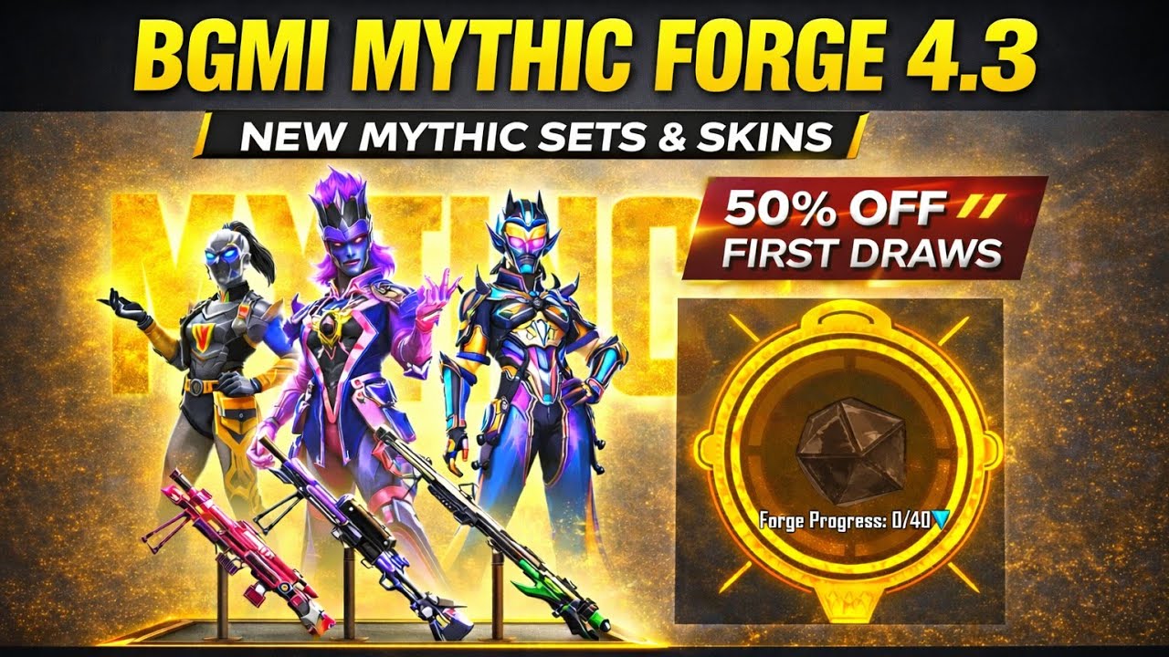 50% Discount New Mythic Forge Upgrade Skin 4.3 Update | New Mythic Forge BGMI 4.3 Update