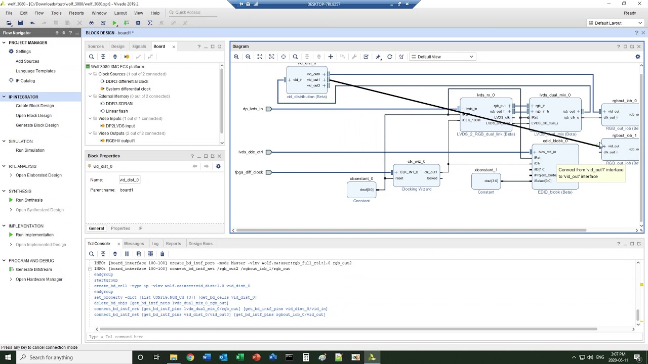 Custom HW board defined in Xilinx Vivado and demo FPGA project creation
