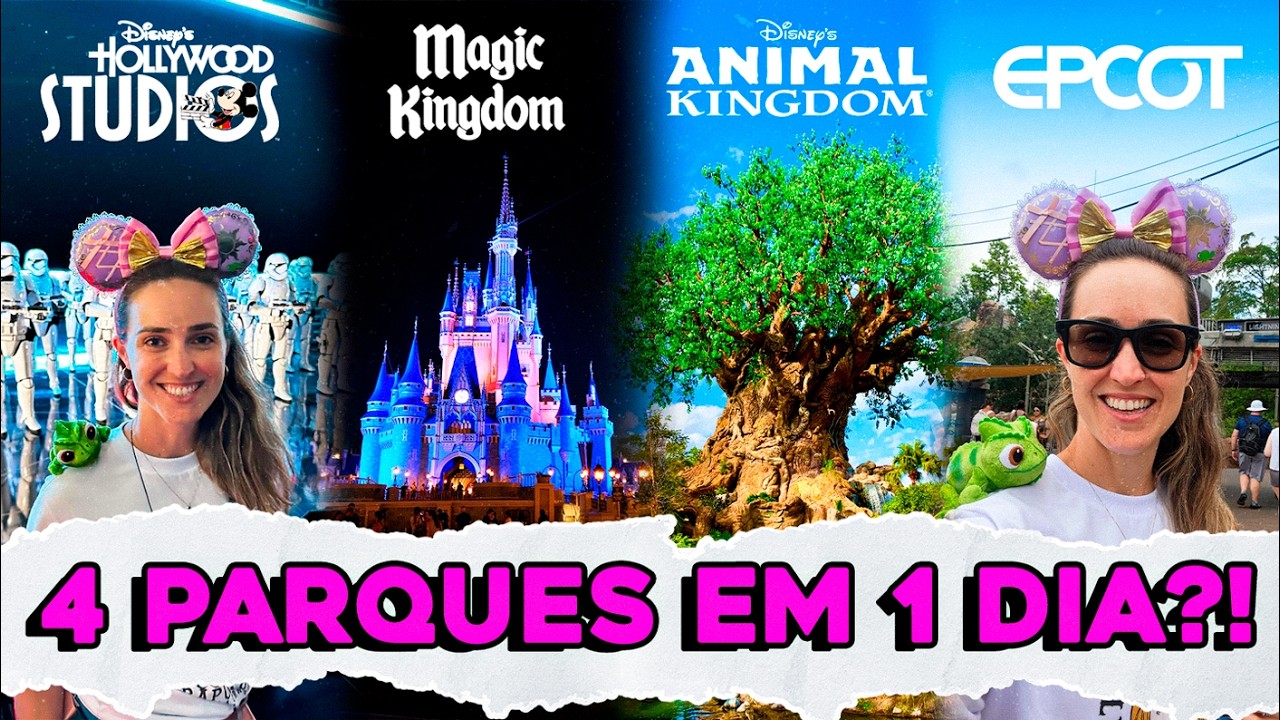 4 PARQUES DA DISNEY EM 1 DIA! (Quantas Atrações eu Fiz?)