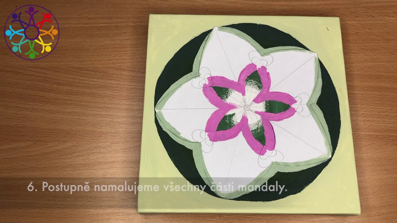 Mandala akrylovými barvami na plátno