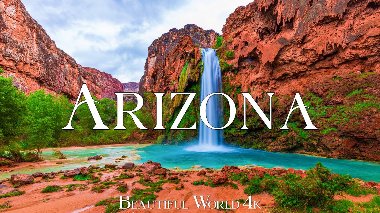 Arizona 4K &ndash; A Hidden Oasis Beneath Red Cliffs and Turquoise Falls &ndash; Piano Music