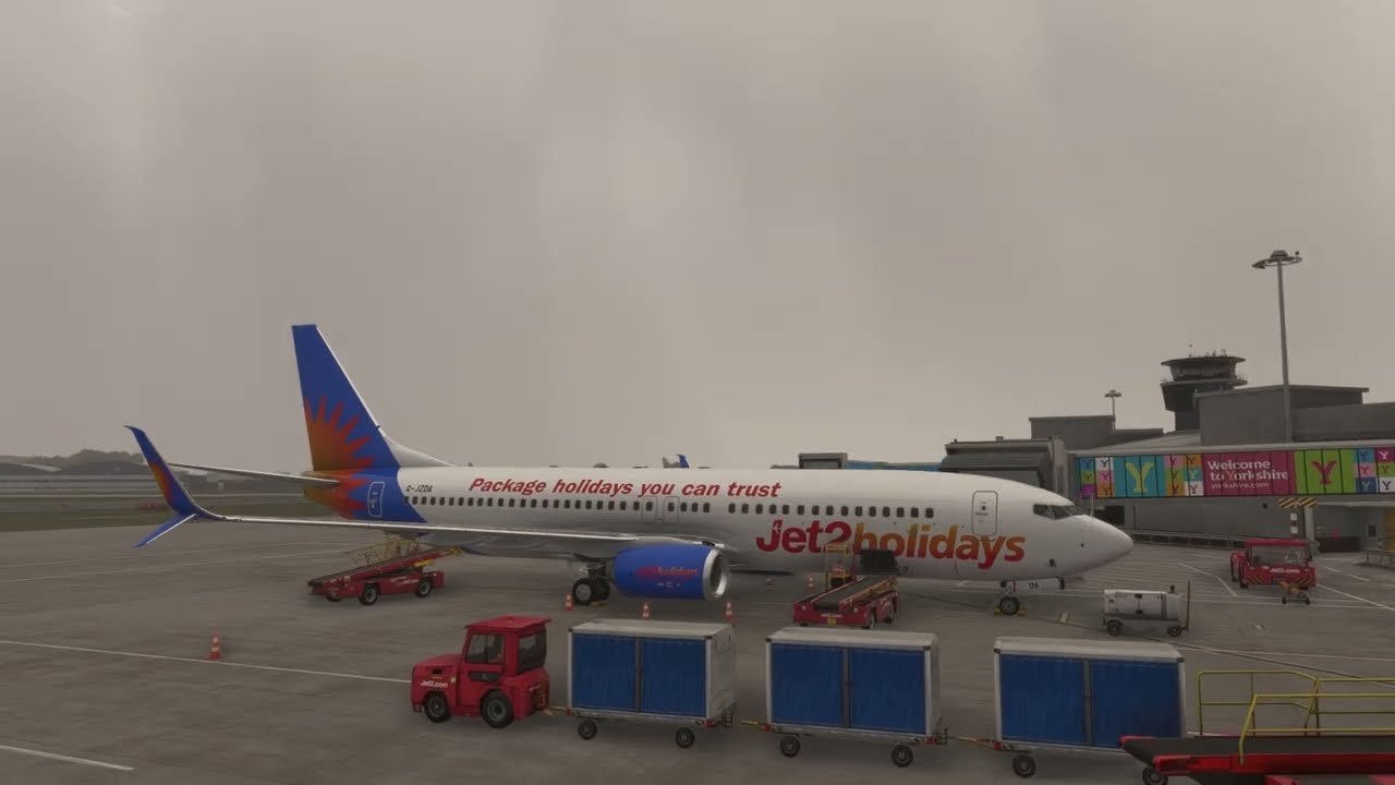 msfs2024, Leeds - Paris - Leeds | Jet2 737-800 | PMDG | Windy landing into Leeds + Go around |