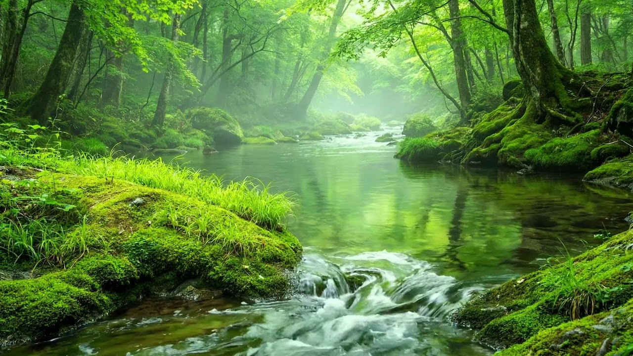 Relaxing Nature Sounds, Gentle River Flow & Birds Singing, Forest Ambience for Calm and Focus