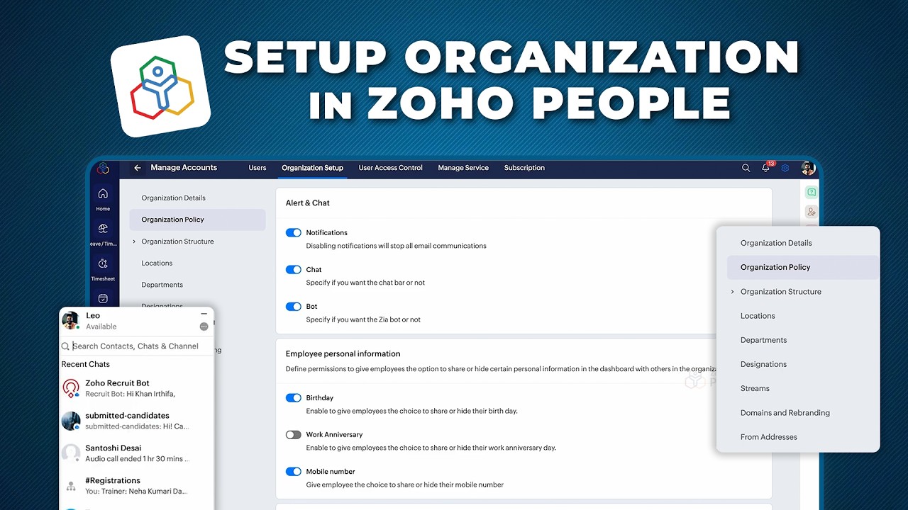 How to Setup Organization in Zoho People 5 0