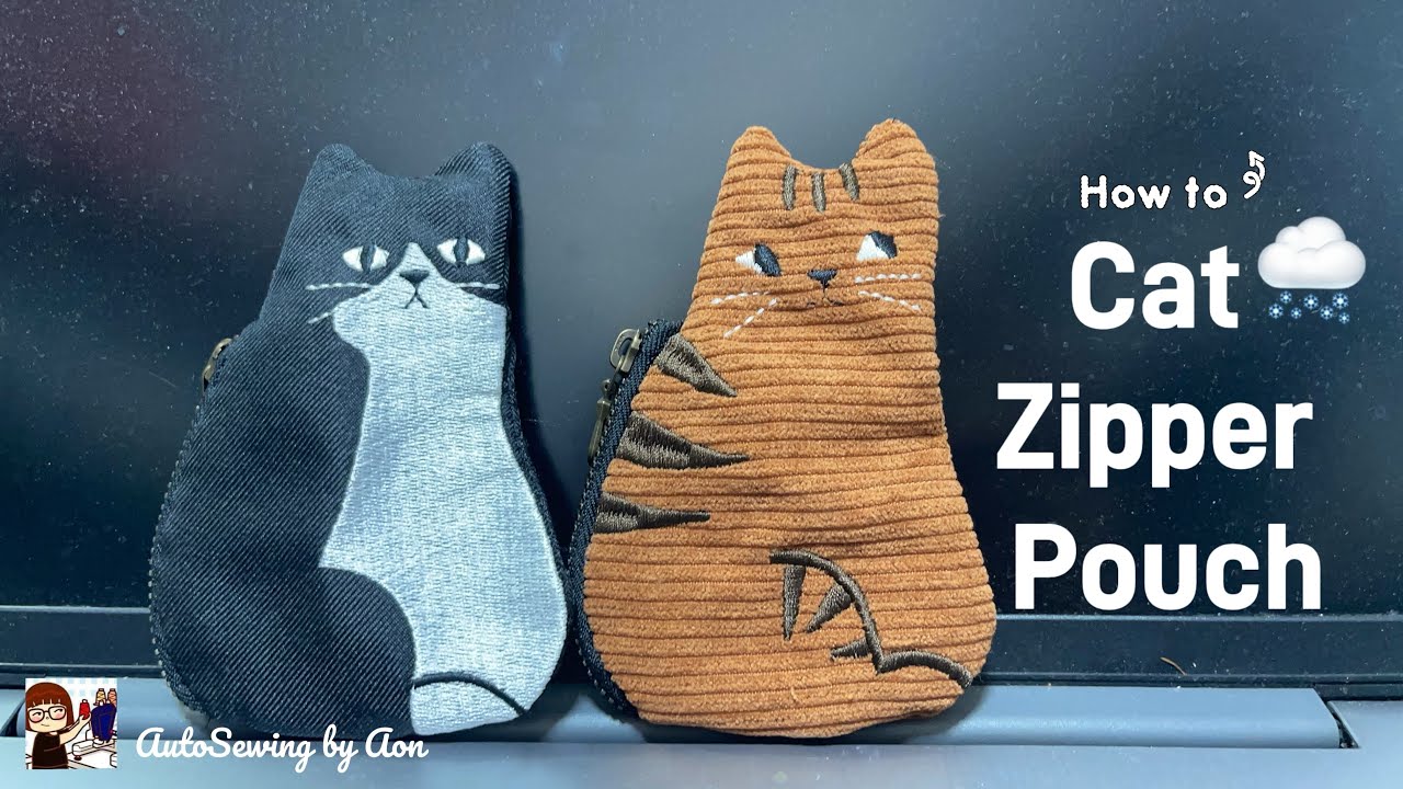 How to Cat Zipper Pouch เย็บด้วยเทคนิค AutoSewing ในจักรปัก| อ้อน:AutoSewing by Aon