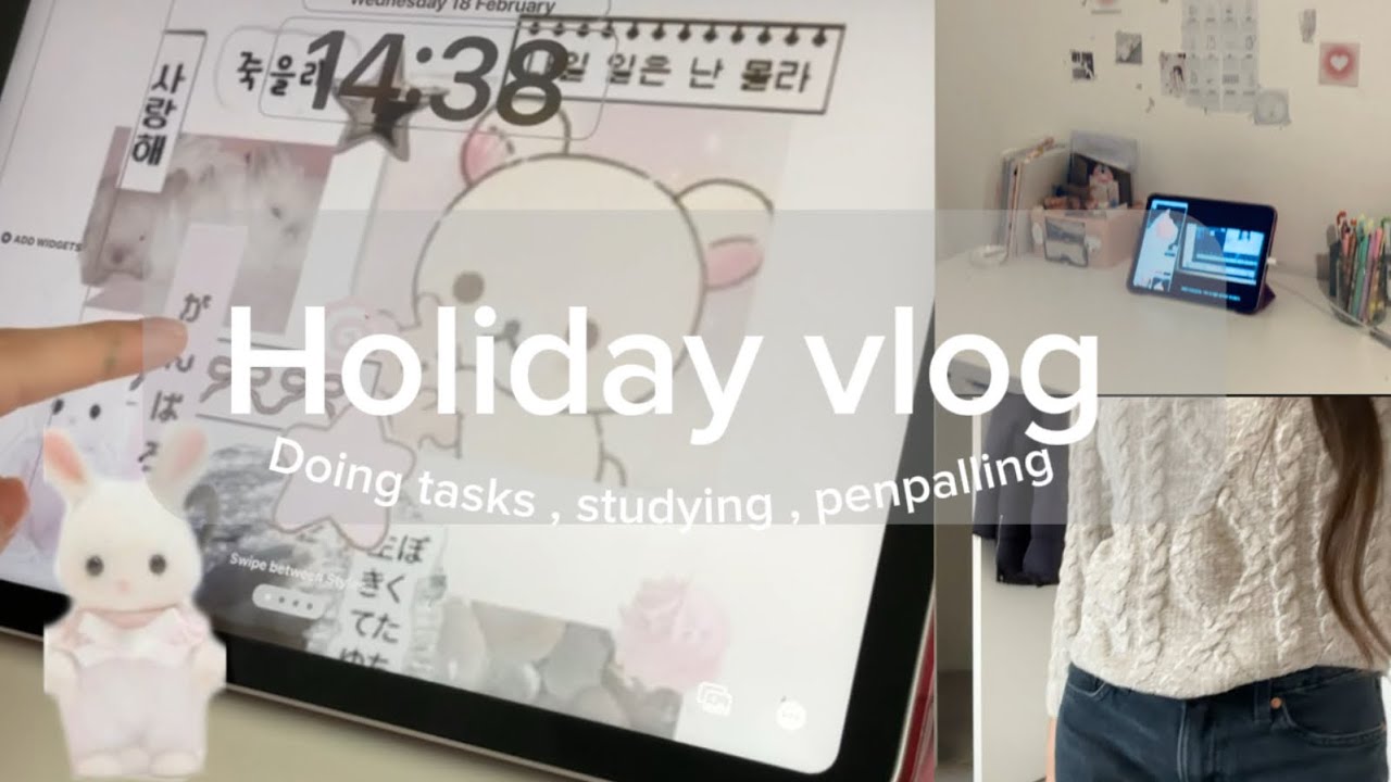 Holiday vlog 🥛: doing tasks , studying , penpalling , 