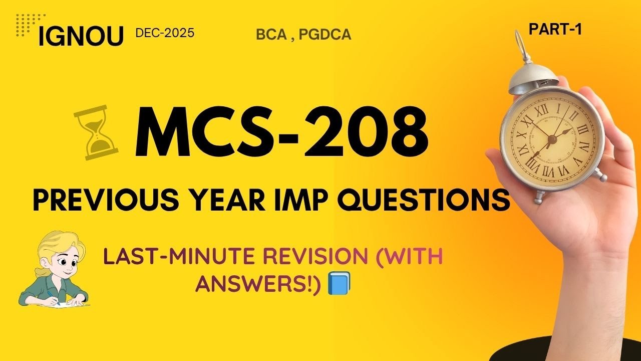 MCS208 Data Structure & Algorithms | PYQ + Important Topics | Part1 | Dec Exam Part-1(PGDCA,BCA)