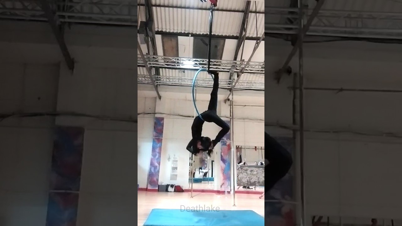 1st attempt at Toe hang back bend single scorpion aerial hoop pose! 