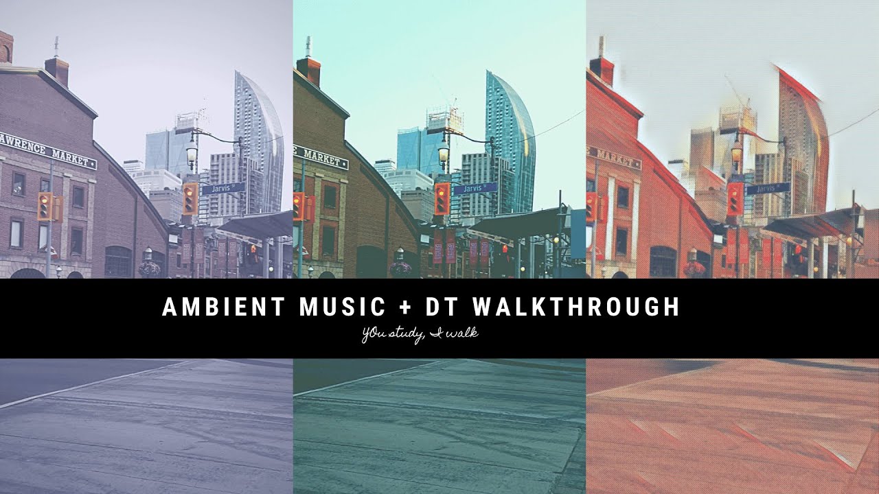 Ambient music for study with city walk through  - city view