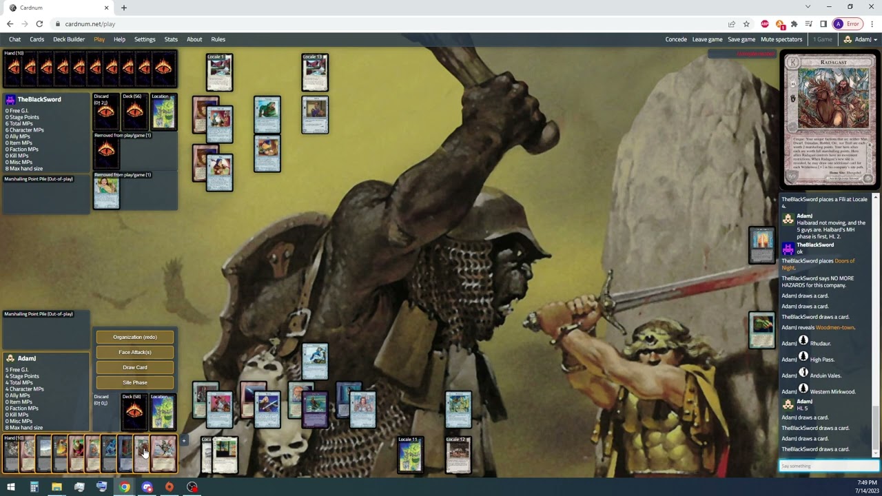 MeCCG Strategy Session 22 Constructed Radagast deck playtest part 1